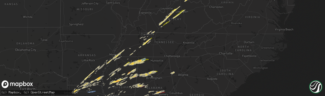 Hail map in Tennessee on November 29, 2022