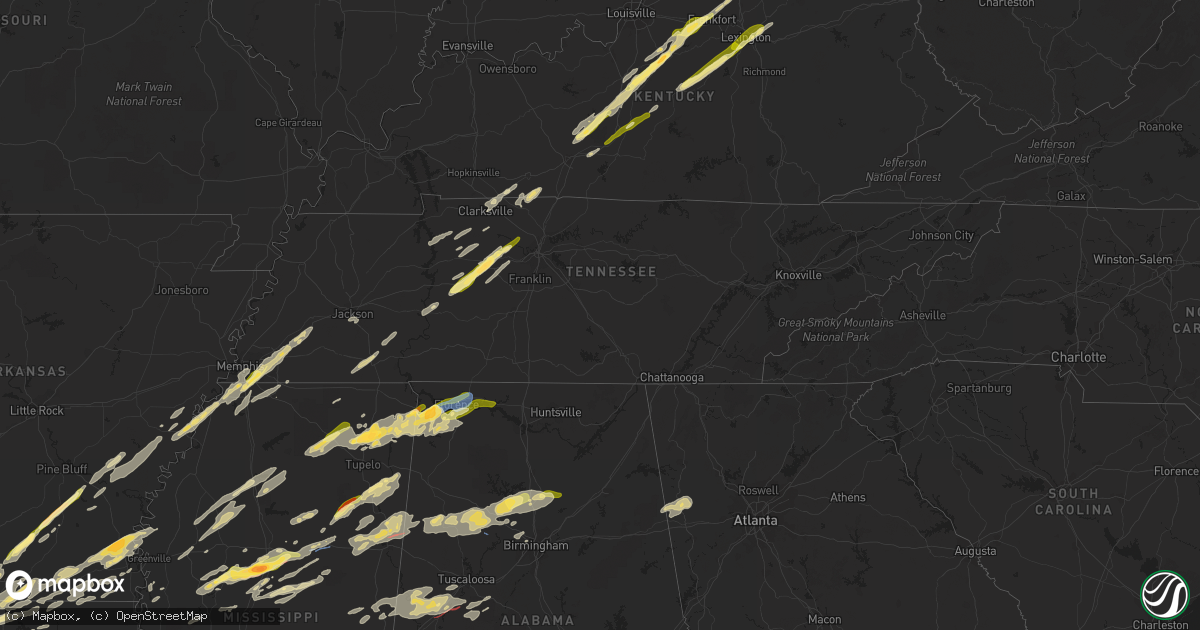 Hail map in Tennessee on November 29, 2022