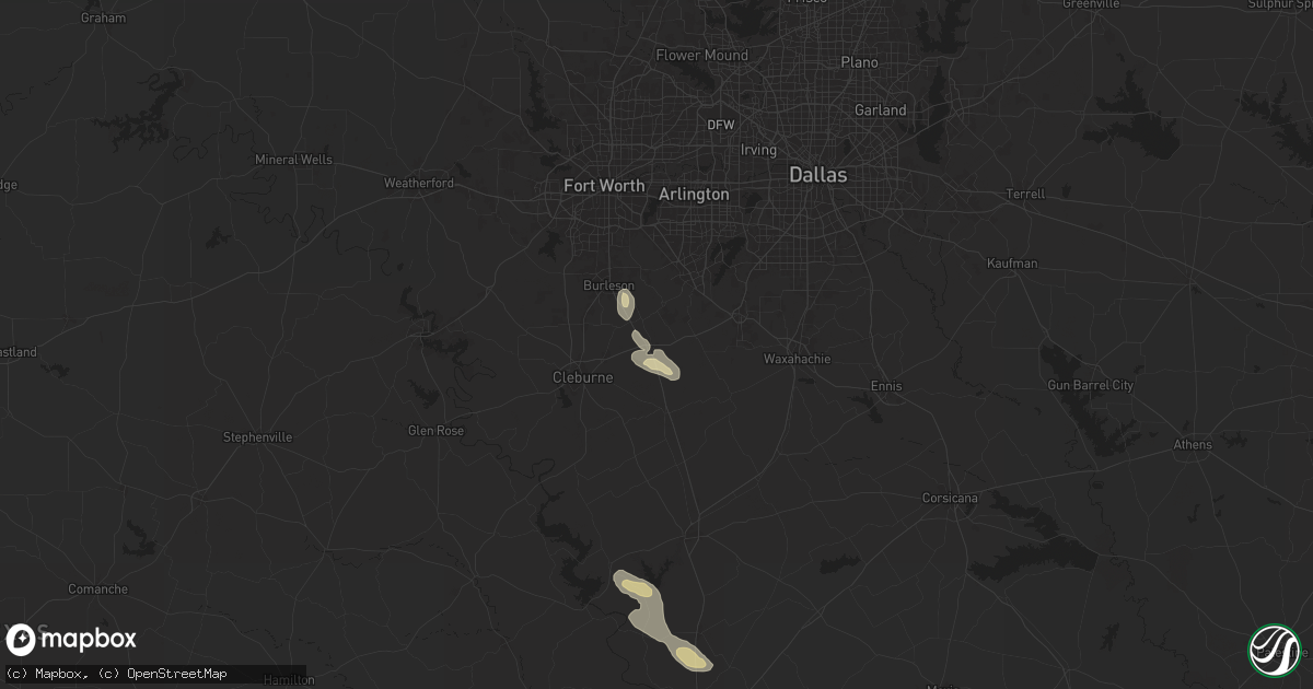 Hail map in Alvarado, TX on November 29, 2025