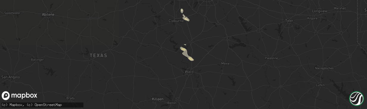 Hail map in Aquilla, TX on November 29, 2025