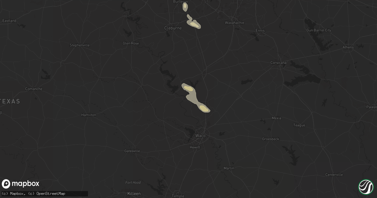 Hail map in Aquilla, TX on November 29, 2025