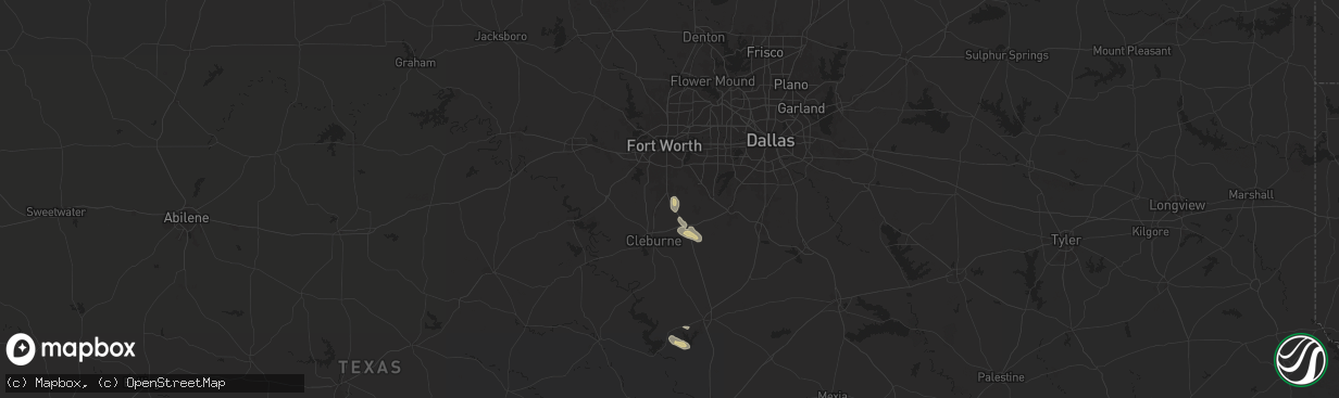 Hail map in Burleson, TX on November 29, 2025