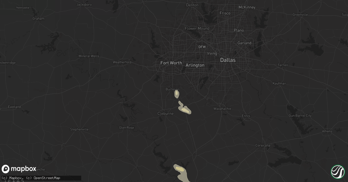Hail map in Burleson, TX on November 29, 2025