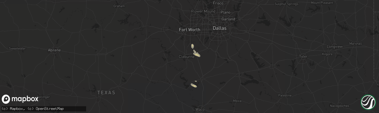 Hail map in Cleburne, TX on November 29, 2025