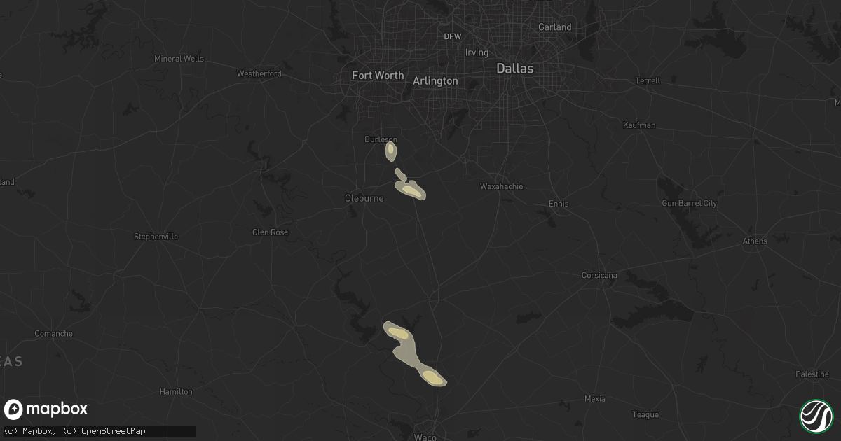 Hail map in Grandview, TX on November 29, 2025