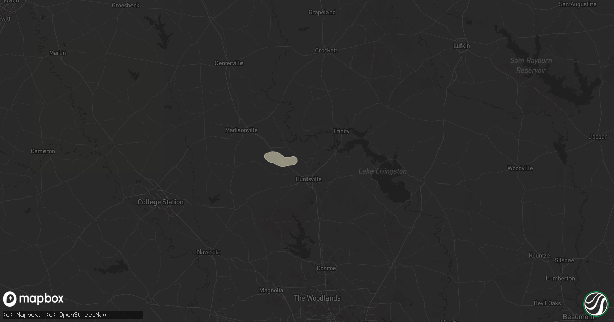 Hail map in Huntsville, TX on November 29, 2025