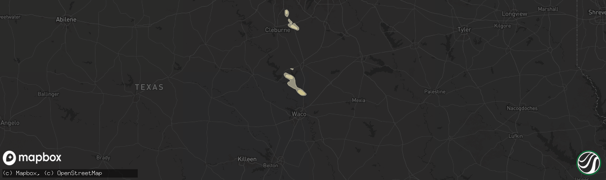 Hail map in West, TX on November 29, 2025