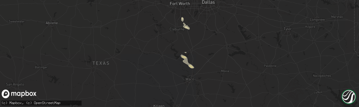Hail map in Whitney, TX on November 29, 2025