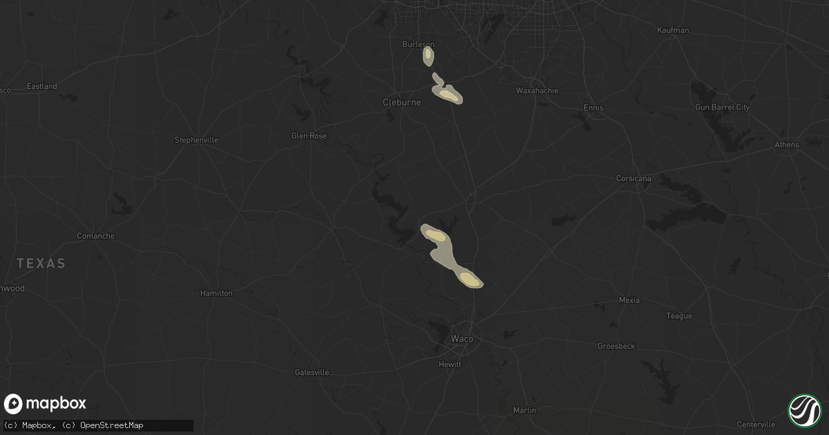 Hail map in Whitney, TX on November 29, 2025