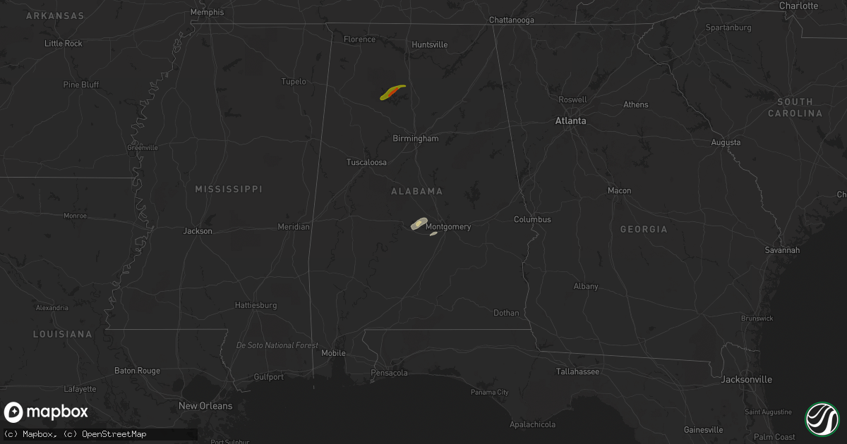 Hail map in Alabama on November 30, 2016