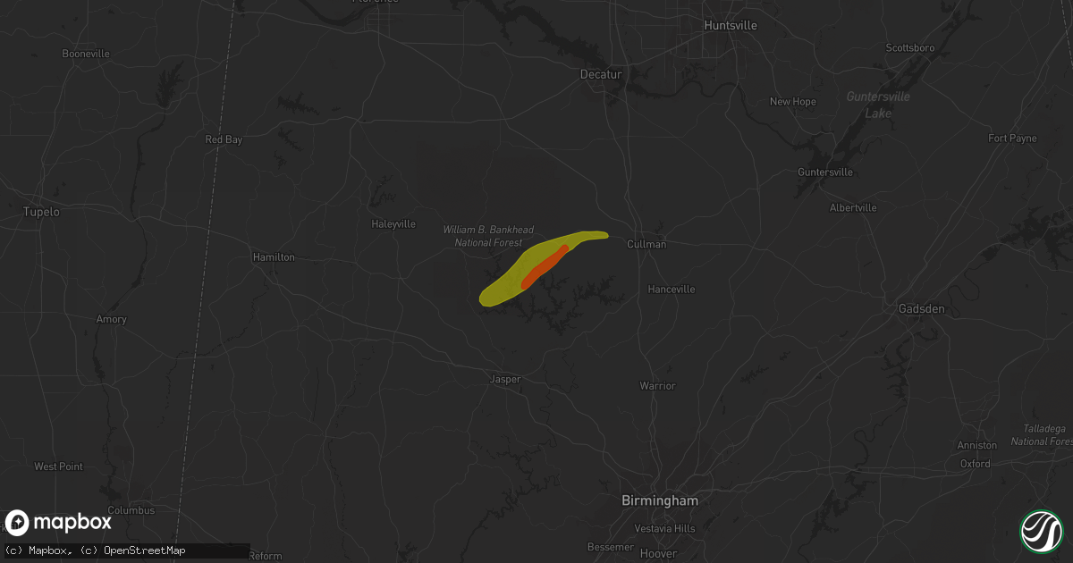 Hail map in Arley, AL on November 30, 2016