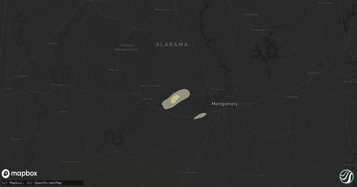 Hail map in Autaugaville, AL on November 30, 2016