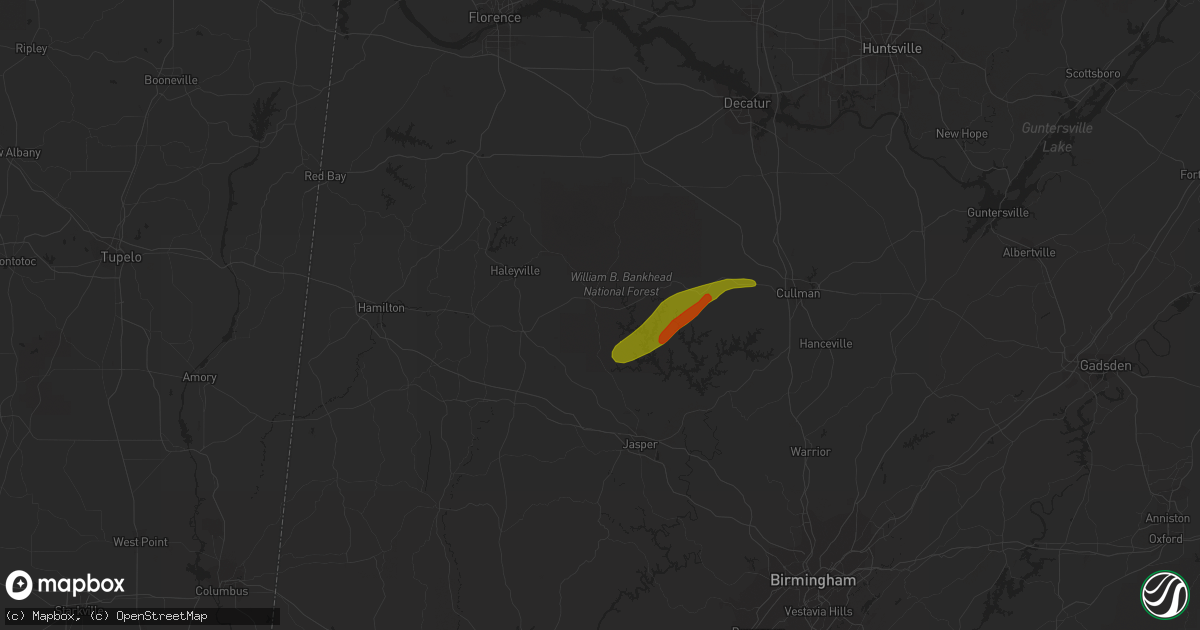 Hail map in Double Springs, AL on November 30, 2016