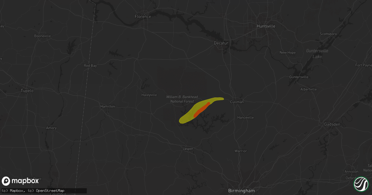 Hail map in Houston, AL on November 30, 2016