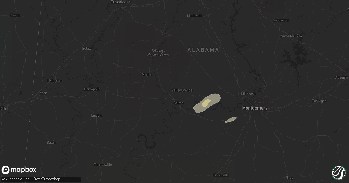 Hail map in Selma, AL on November 30, 2016