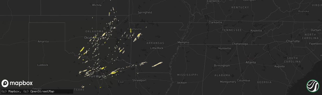 Hail map in Arkansas on November 30, 2018