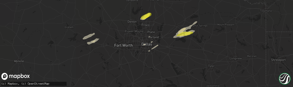 Hail map in Dallas, TX on November 30, 2018