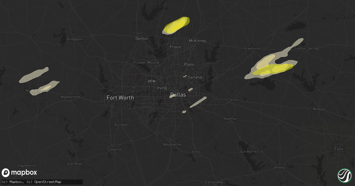 Hail map in Dallas, TX on November 30, 2018