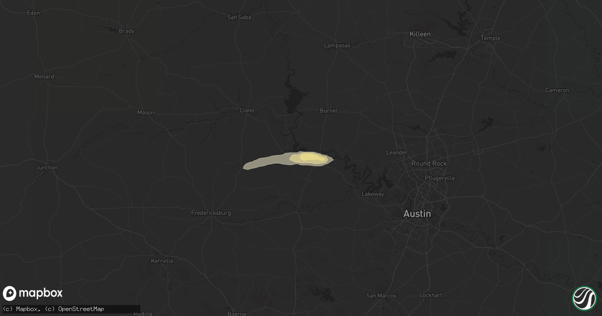 Hail map in Horseshoe Bay, TX on November 30, 2018