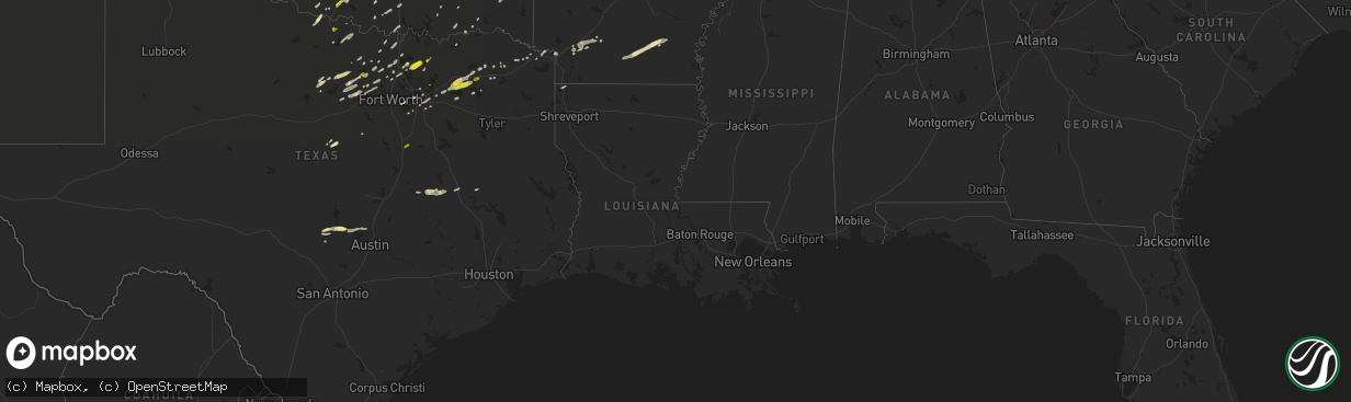 Hail map in Louisiana on November 30, 2018