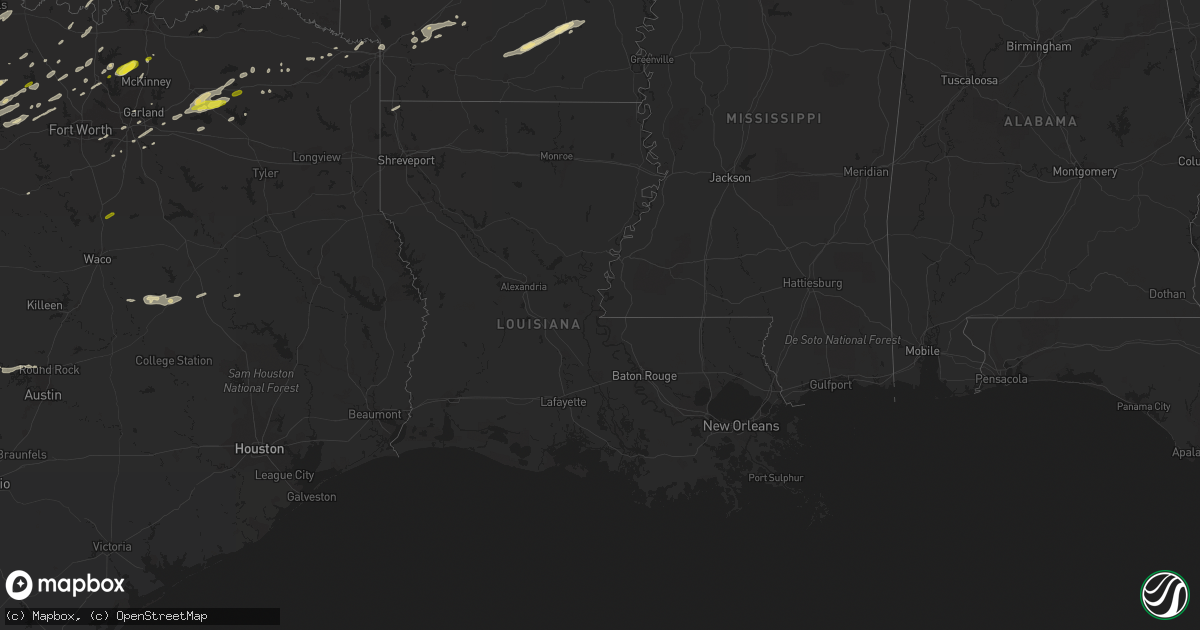 Hail map in Louisiana on November 30, 2018