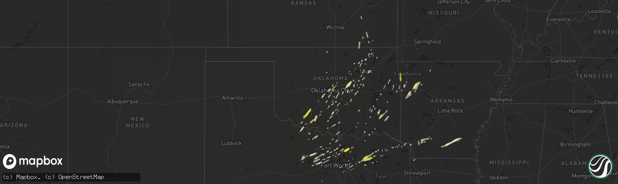 Hail map in Oklahoma on November 30, 2018