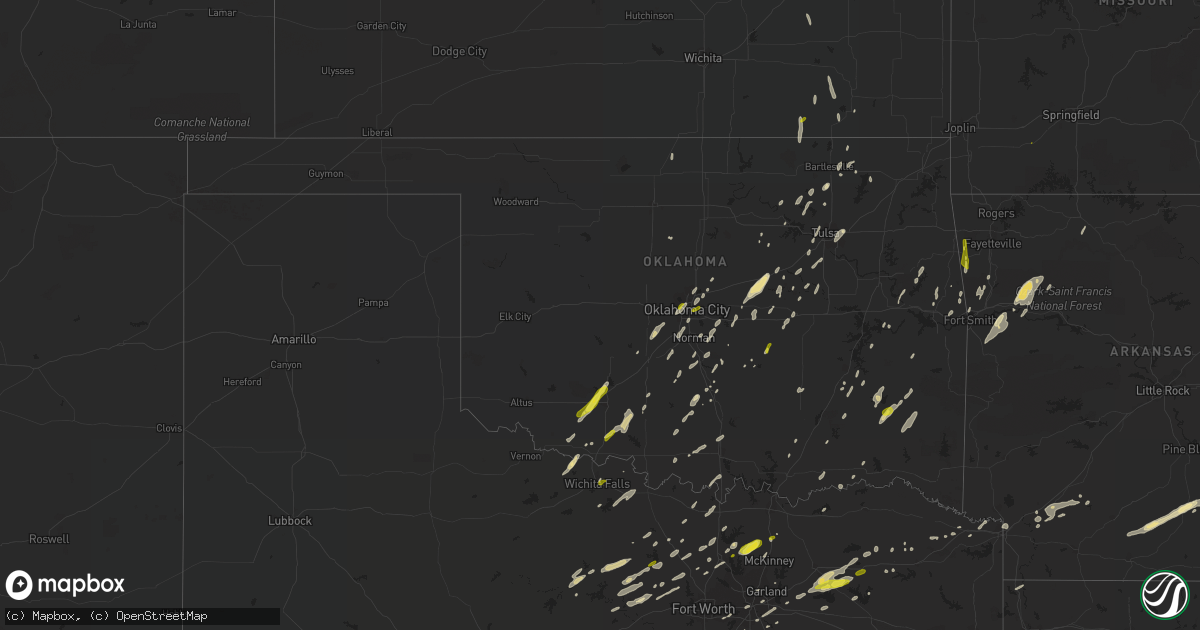 Hail map in Oklahoma on November 30, 2018