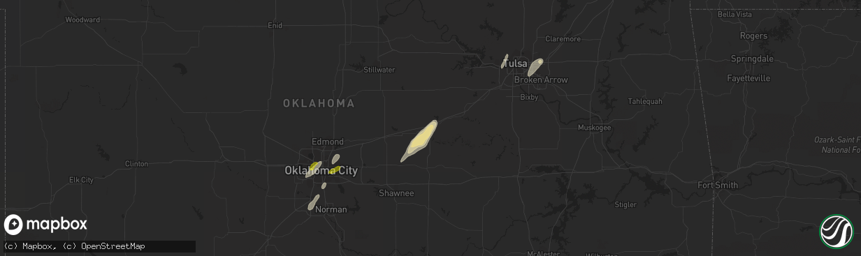 Hail map in Stroud, OK on November 30, 2018