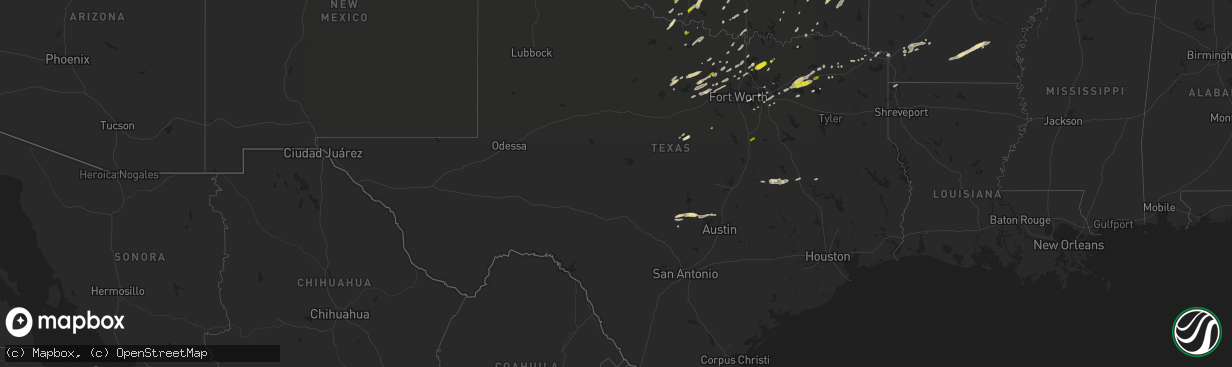 Hail map in Texas on November 30, 2018