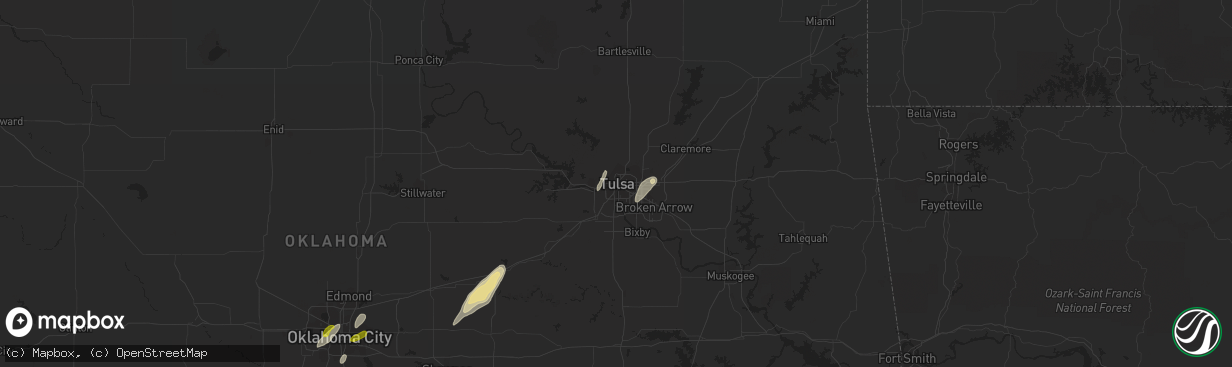 Hail map in Tulsa, OK on November 30, 2018