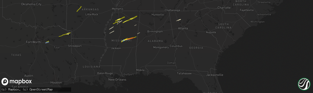 Hail map in Alabama on November 30, 2019