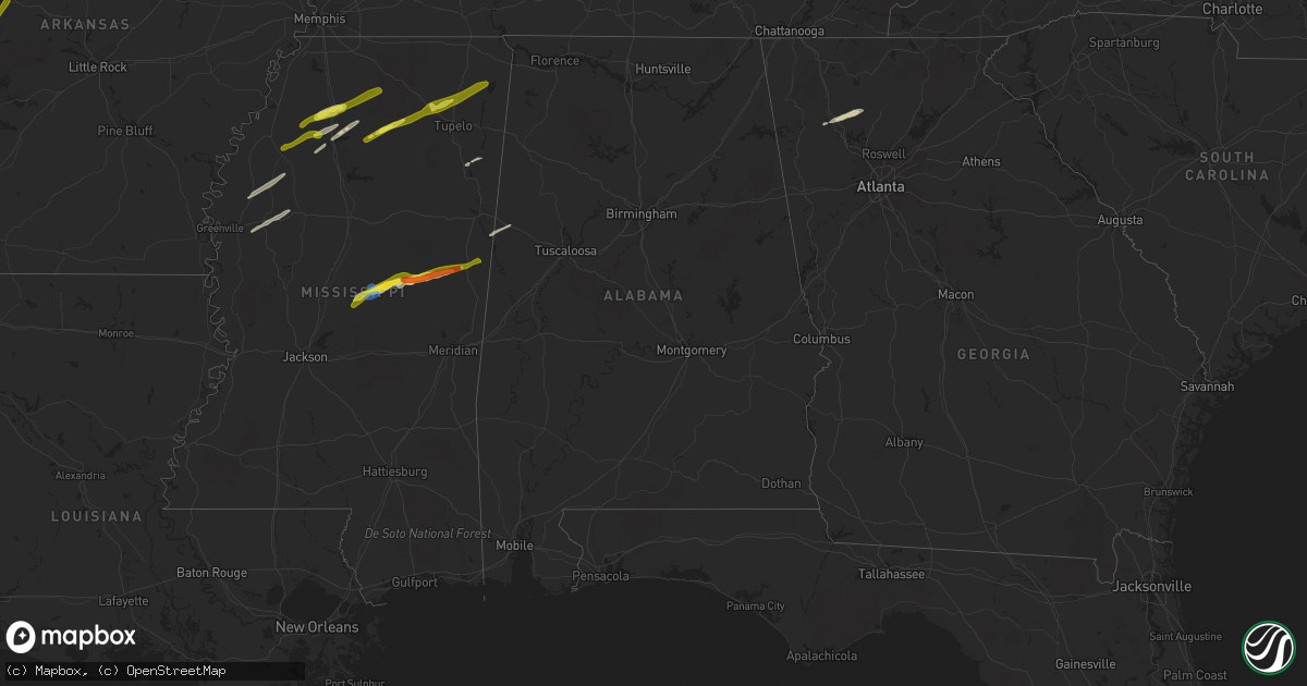 Hail map in Alabama on November 30, 2019