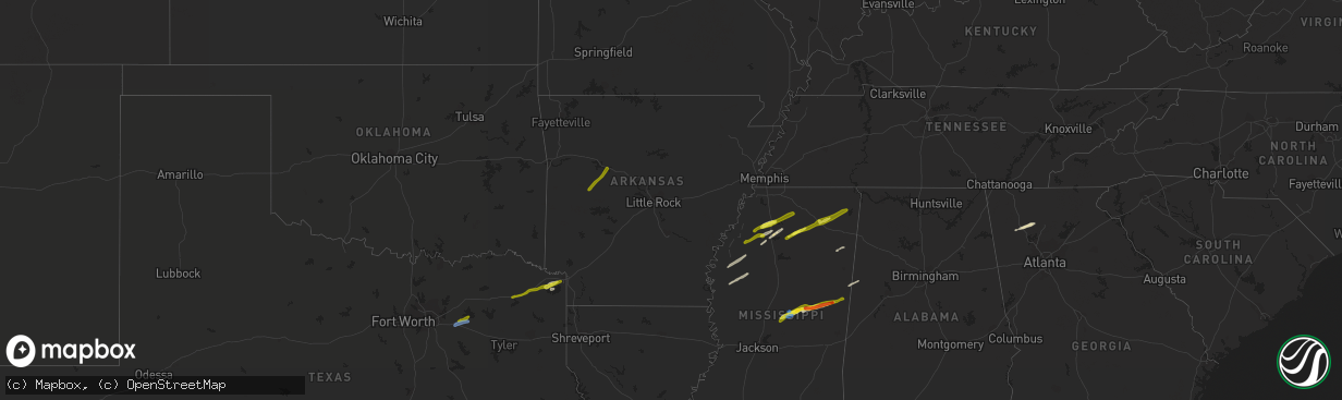 Hail map in Arkansas on November 30, 2019