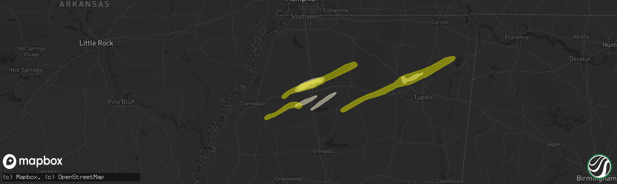 Hail map in Batesville, MS on November 30, 2019