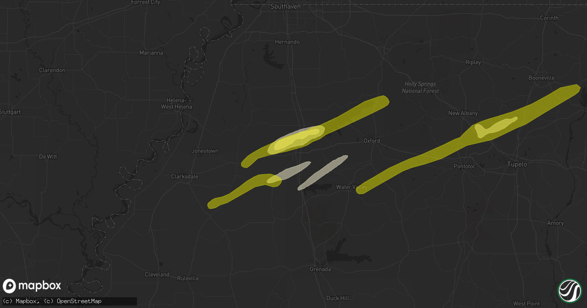 Hail map in Batesville, MS on November 30, 2019