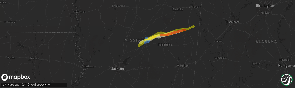 Hail map in Carthage, MS on November 30, 2019