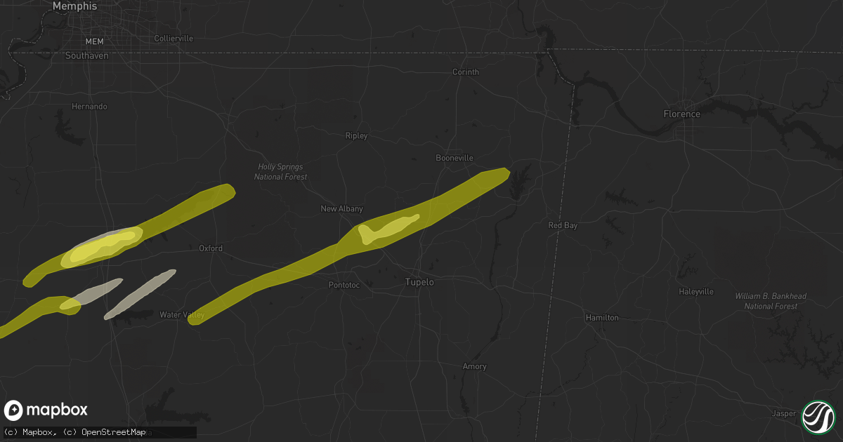 Hail map in Guntown, MS on November 30, 2019