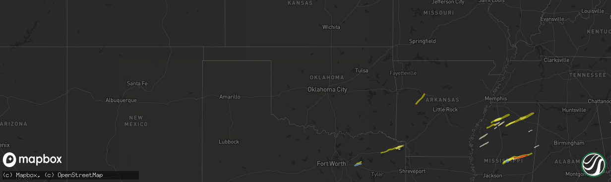 Hail map in Oklahoma on November 30, 2019