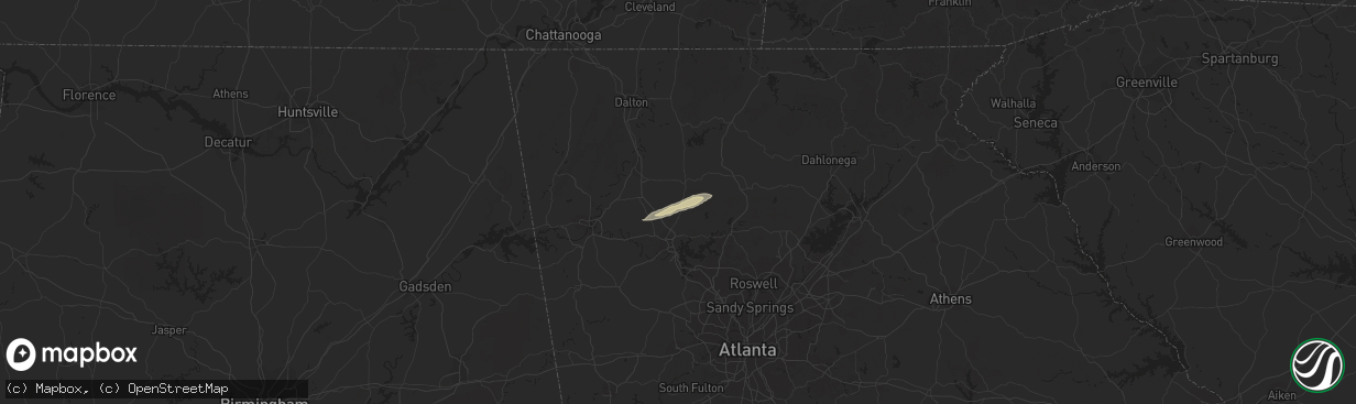 Hail map in Rydal, GA on November 30, 2019