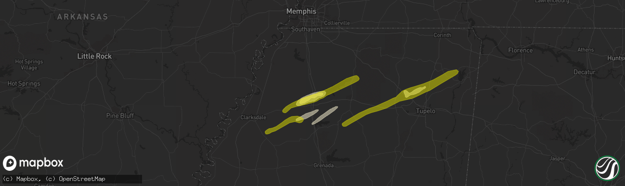 Hail map in Sardis, MS on November 30, 2019