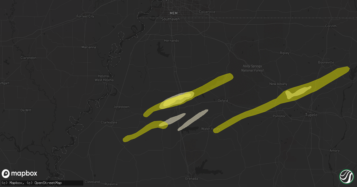 Hail map in Sardis, MS on November 30, 2019