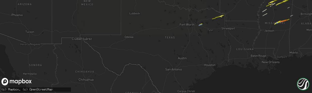 Hail map in Texas on November 30, 2019