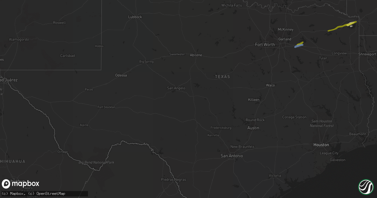 Hail map in Texas on November 30, 2019