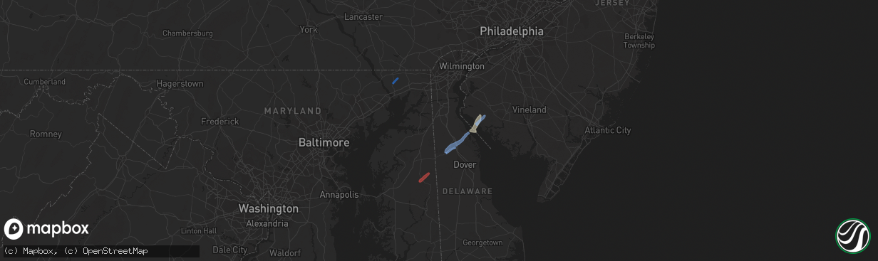 Hail map in Bridgeton, NJ on November 30, 2020