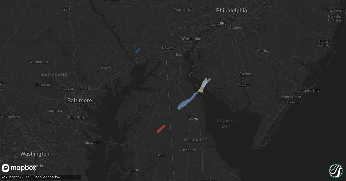 Hail map in Clayton, DE on November 30, 2020