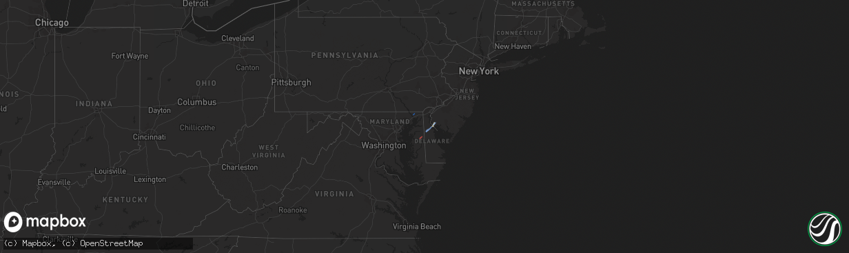 Hail map in Delaware on November 30, 2020