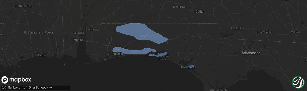 Hail map in Destin, FL on November 30, 2022