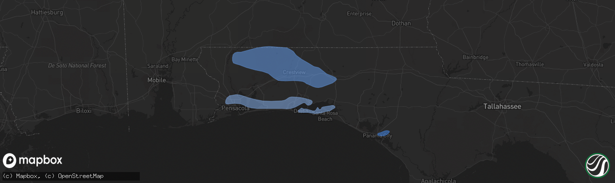 Hail map in Niceville, FL on November 30, 2022