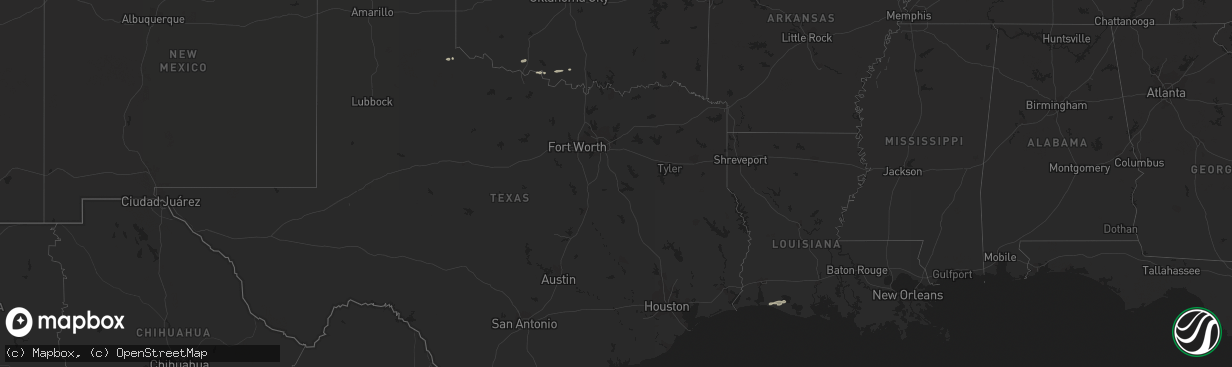 Hail map in Oklahoma on November 30, 2023