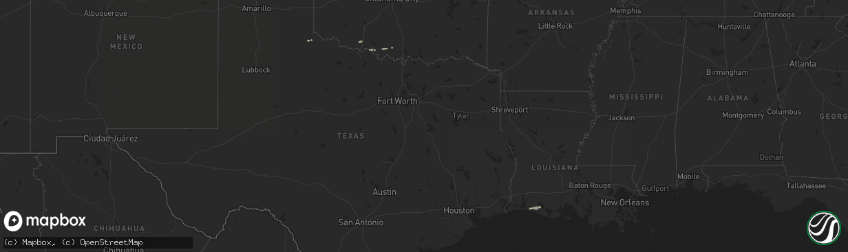 Hail map in Texas on November 30, 2023